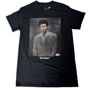 The Kramer Seinfeld T Shirt Black Short Sleeve Portrait Graphic NWT Unisex Sz S